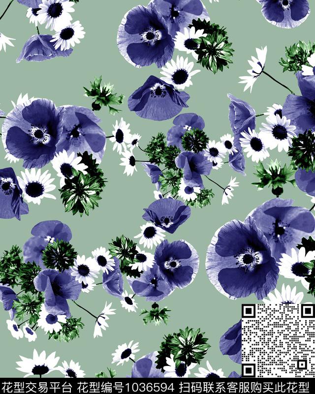 数码华亿平台花卉大牌风数码印花华亿平台下载（图片编号: 1036594） - 瓦栏（Walan）