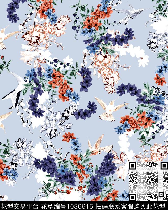 数码华亿平台花卉大牌风数码印花华亿平台下载（图片编号: 1036615） - 瓦栏（Walan）