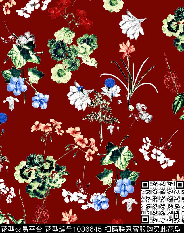 数码华亿平台花卉大牌风数码印花华亿平台下载（图片编号: 1036645） - 瓦栏（Walan）