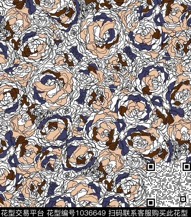 数码华亿平台花卉大牌风数码印花华亿平台下载（图片编号: 1036649） - 瓦栏（Walan）