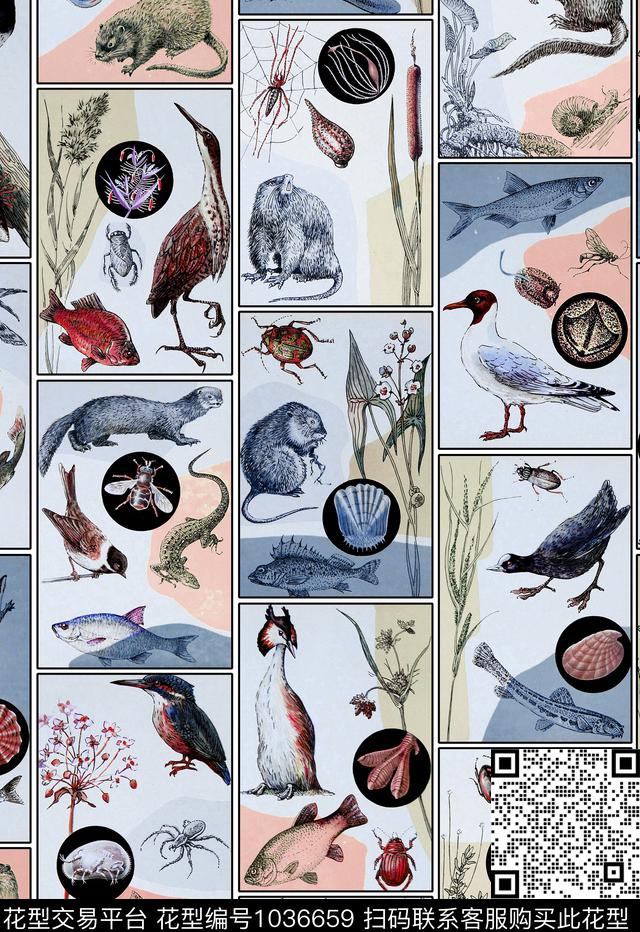 趣味动物数码印花华亿平台下载（图片编号: 1036659） - 瓦栏（Walan）
