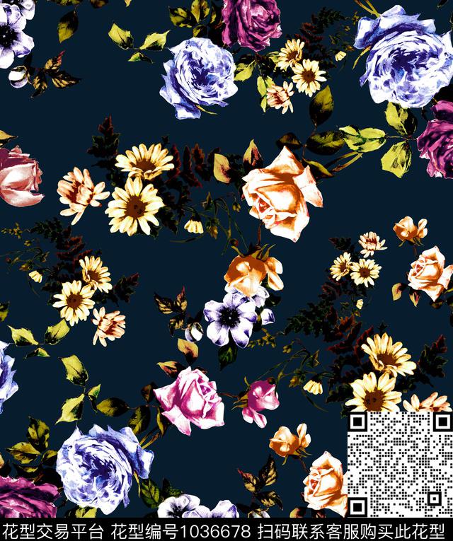 数码华亿平台花卉大牌风数码印花华亿平台下载（图片编号: 1036678） - 瓦栏（Walan）