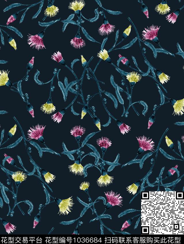 数码华亿平台花卉大牌风数码印花华亿平台下载（图片编号: 1036684） - 瓦栏（Walan）
