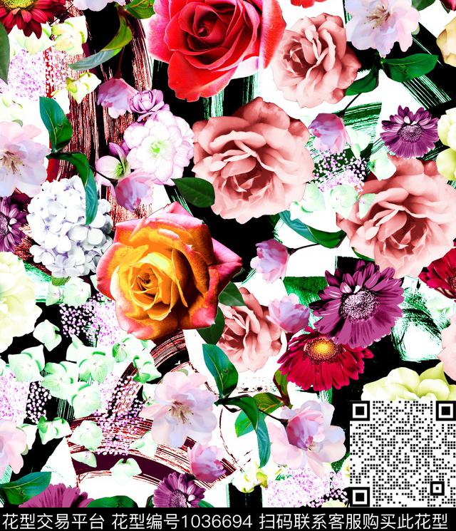 数码华亿平台花卉大牌风数码印花华亿平台下载（图片编号: 1036694） - 瓦栏（Walan）