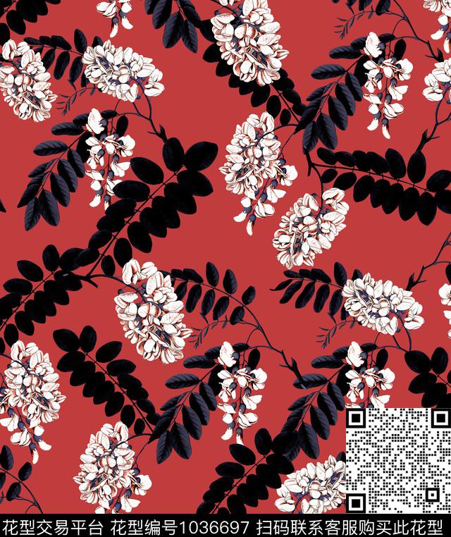 数码华亿平台花卉大牌风数码印花华亿平台下载（图片编号: 1036697） - 瓦栏（Walan）