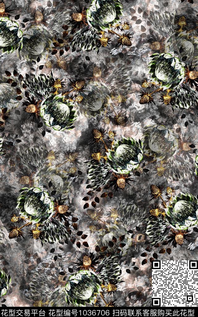 数码华亿平台民族风花卉数码印花华亿平台下载（图片编号: 1036706） - 瓦栏（Walan）