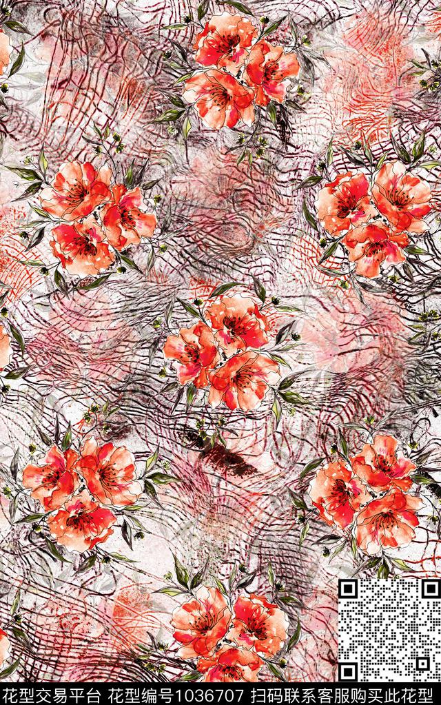 数码华亿平台民族风花卉数码印花华亿平台下载（图片编号: 1036707） - 瓦栏（Walan）