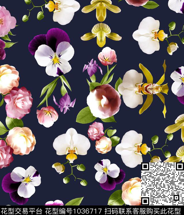 数码华亿平台花卉大牌风数码印花华亿平台下载（图片编号: 1036717） - 瓦栏（Walan）