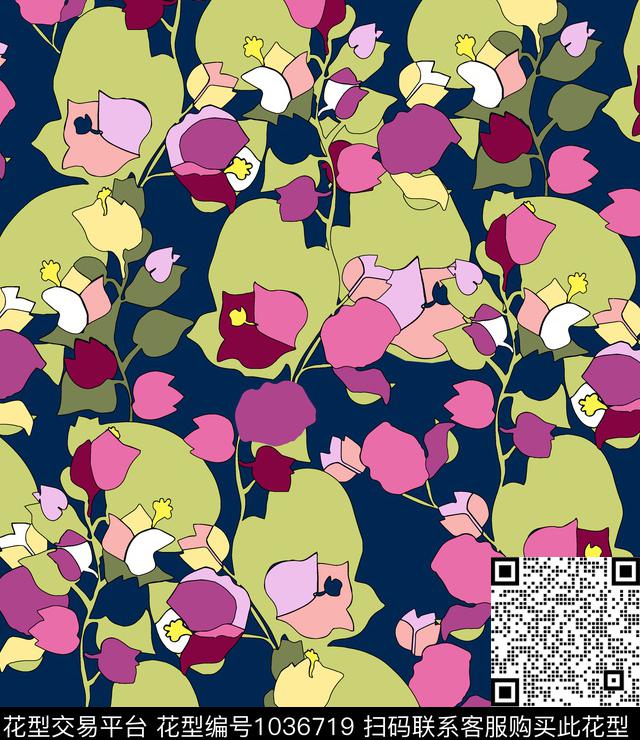 数码华亿平台花卉大牌风数码印花华亿平台下载（图片编号: 1036719） - 瓦栏（Walan）