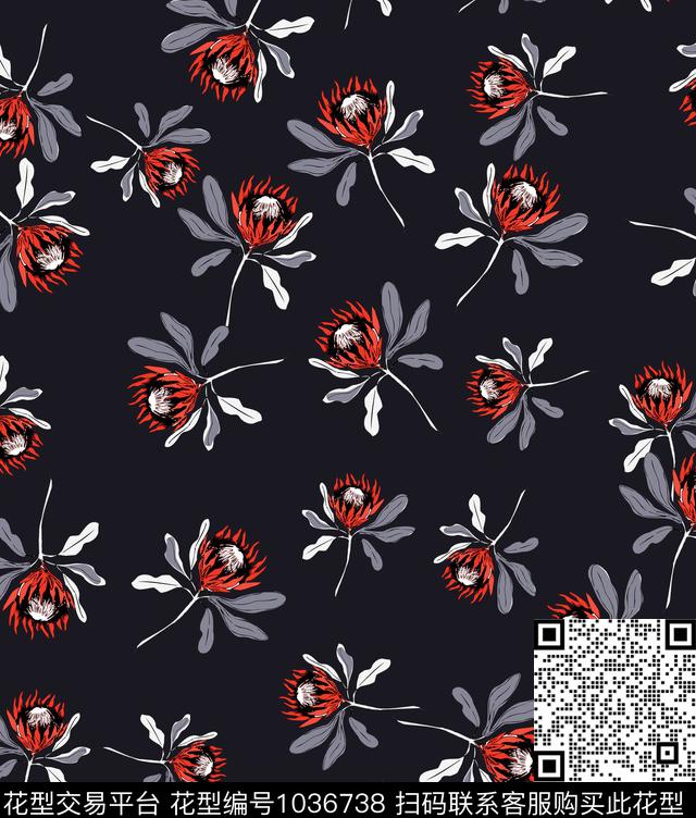 数码华亿平台花卉大牌风数码印花华亿平台下载（图片编号: 1036738） - 瓦栏（Walan）