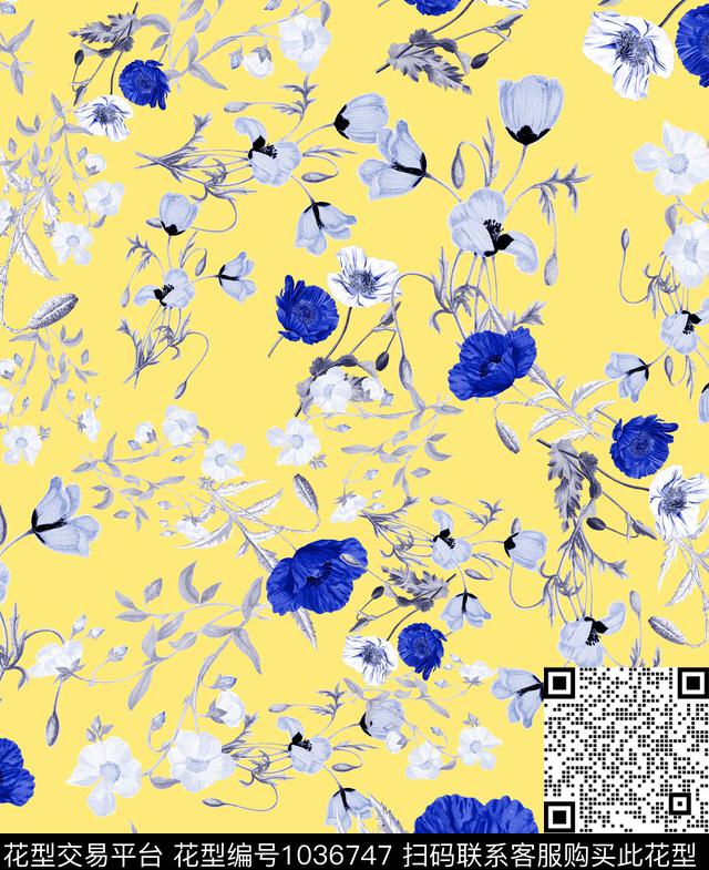 数码华亿平台花卉大牌风数码印花华亿平台下载（图片编号: 1036747） - 瓦栏（Walan）