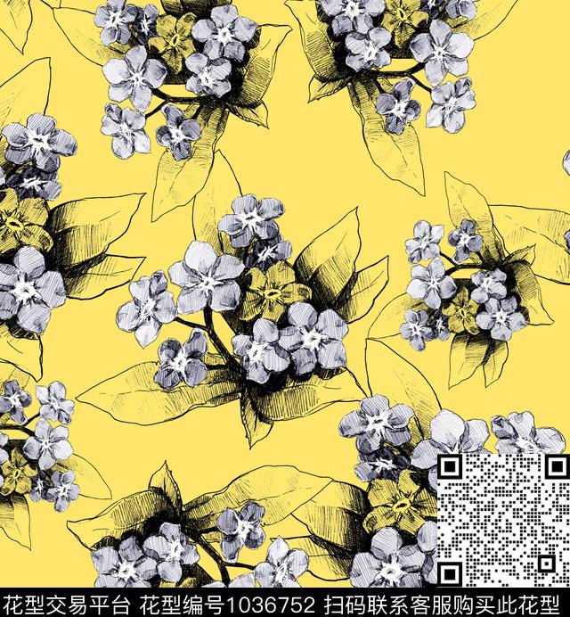 数码华亿平台花卉大牌风数码印花华亿平台下载（图片编号: 1036752） - 瓦栏（Walan）