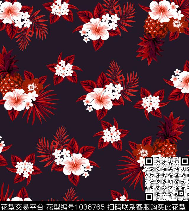 数码华亿平台花卉大牌风数码印花华亿平台下载（图片编号: 1036765） - 瓦栏（Walan）