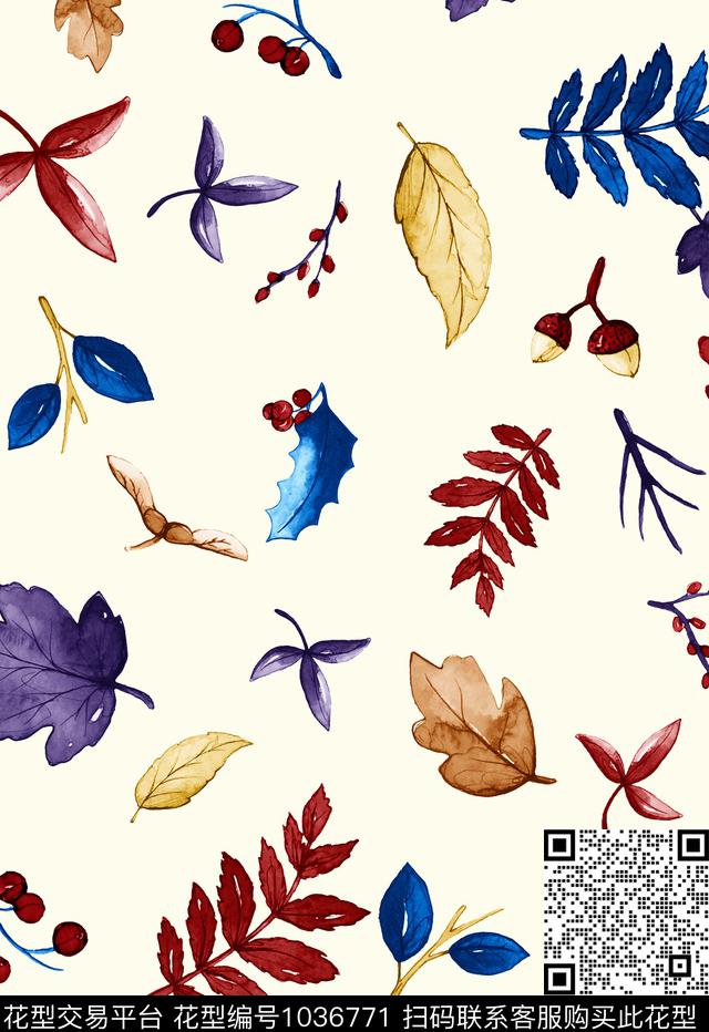 满版散花绿植树叶男装满版花数码印花华亿平台下载（图片编号: 1036771） - 瓦栏（Walan）