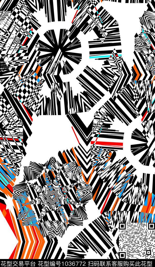 女装几何抽象数码印花华亿平台下载（图片编号: 1036772） - 瓦栏（Walan）