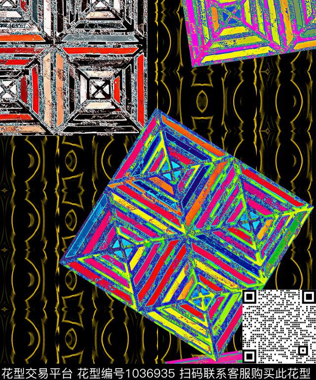 条纹抽象几何数码印花华亿平台下载（图片编号: 1036935） - 瓦栏（Walan）