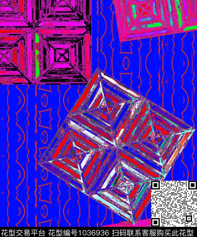 条纹抽象几何数码印花华亿平台下载（图片编号: 1036936） - 瓦栏（Walan）