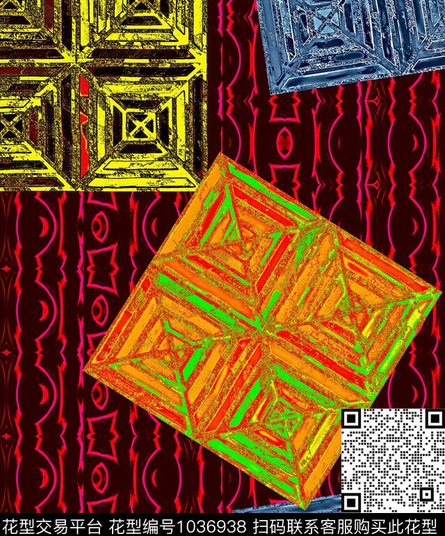 条纹抽象几何数码印花华亿平台下载（图片编号: 1036938） - 瓦栏（Walan）