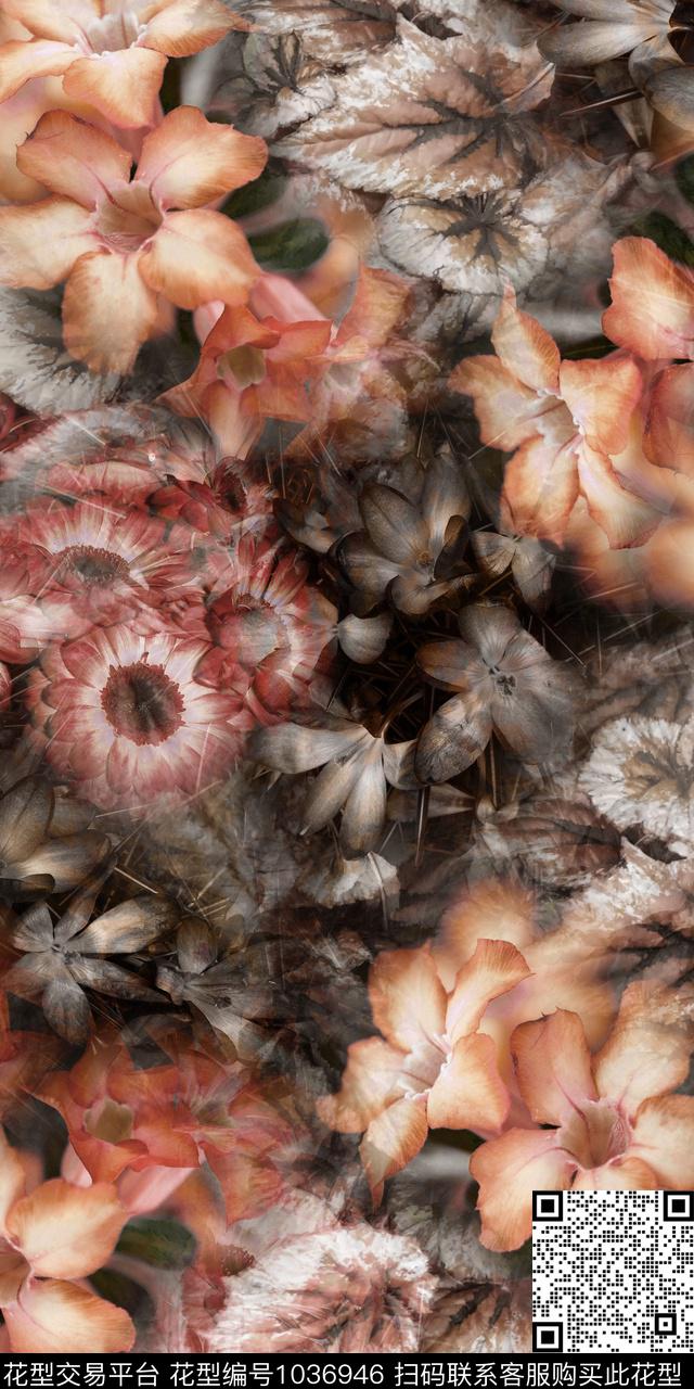 数码华亿平台花卉烂花华亿平台数码印花华亿平台下载（图片编号: 1036946） - 瓦栏（Walan）