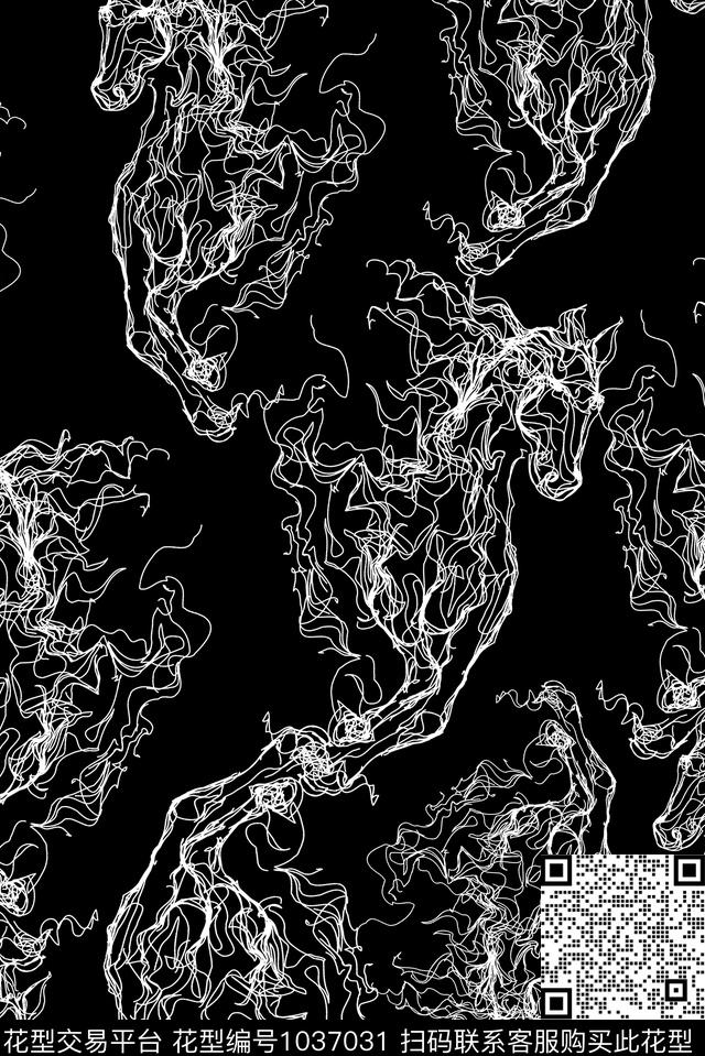 抽象动物黑白华亿平台传统印花华亿平台下载（图片编号: 1037031） - 瓦栏（Walan）