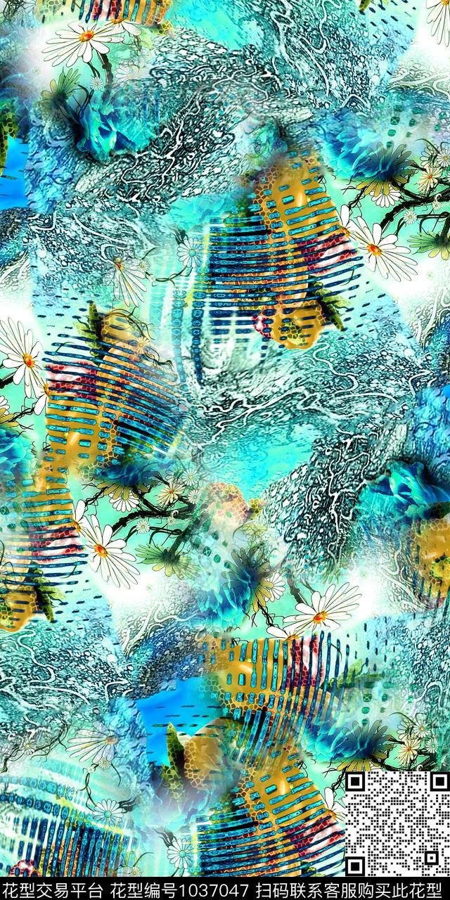 抽象渐变满版散花数码印花华亿平台下载（图片编号: 1037047） - 瓦栏（Walan）