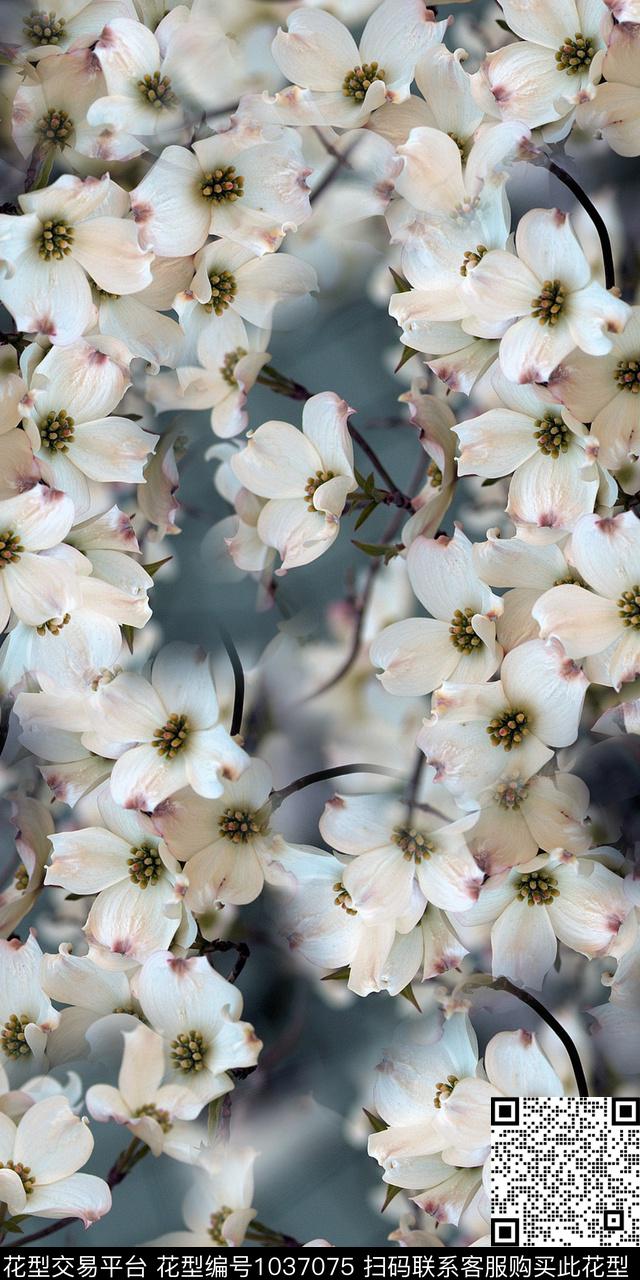 小碎花满版散花立体花卉数码印花华亿平台下载（图片编号: 1037075） - 瓦栏（Walan）