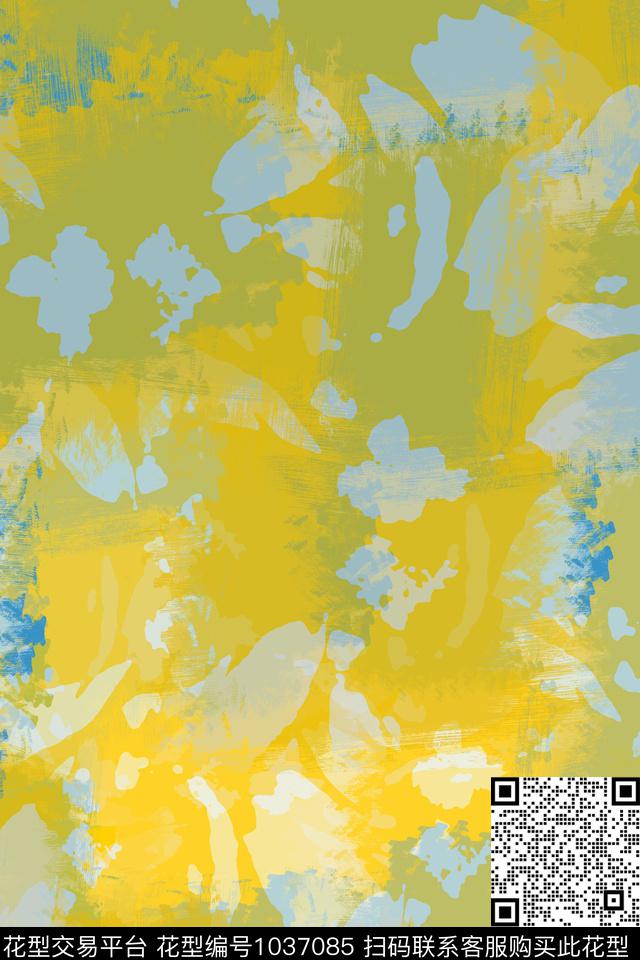 抽象花卉胸前独幅男装休闲花卉数码印花华亿平台下载（图片编号: 1037085） - 瓦栏（Walan）