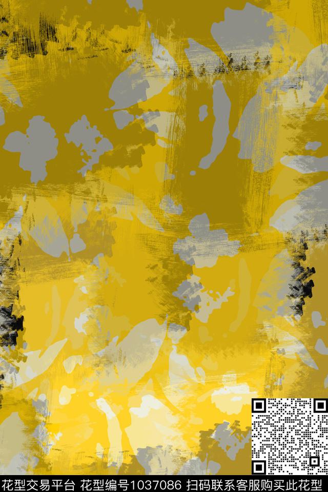 抽象花卉胸前独幅男装休闲花卉数码印花华亿平台下载（图片编号: 1037086） - 瓦栏（Walan）