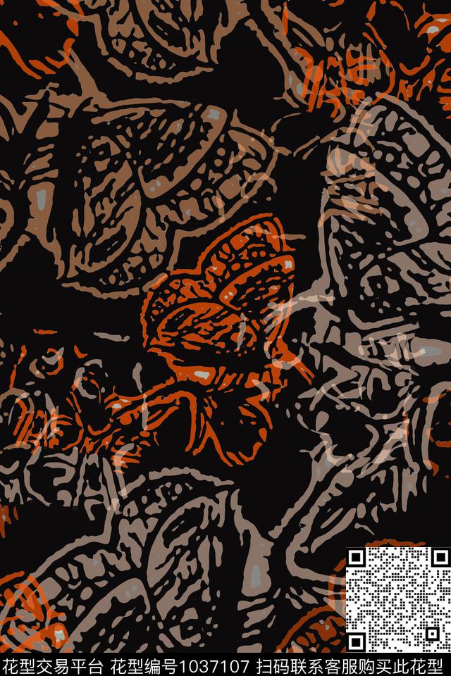 抽象花卉径庭迷彩男装休闲花卉传统印花华亿平台下载（图片编号: 1037107） - 瓦栏（Walan）