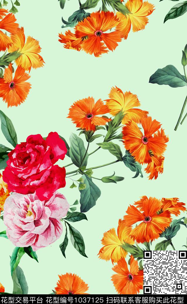 中国风数码华亿平台花卉数码印花华亿平台下载（图片编号: 1037125） - 瓦栏（Walan）