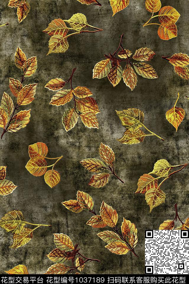 肌理绣花华亿平台绿植树叶数码印花华亿平台下载（图片编号: 1037189） - 瓦栏（Walan）