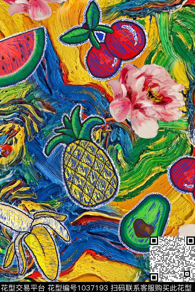 花卉水果油画华亿平台数码印花华亿平台下载（图片编号: 1037193） - 瓦栏（Walan）