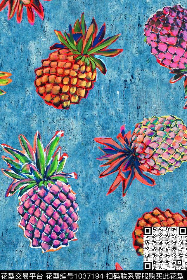 水果菠萝油画华亿平台数码印花华亿平台下载（图片编号: 1037194） - 瓦栏（Walan）