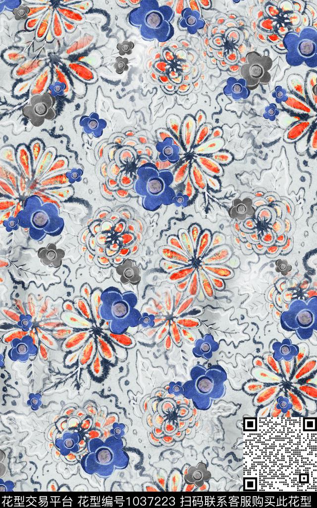 民族风花卉中老年数码印花华亿平台下载（图片编号: 1037223） - 瓦栏（Walan）