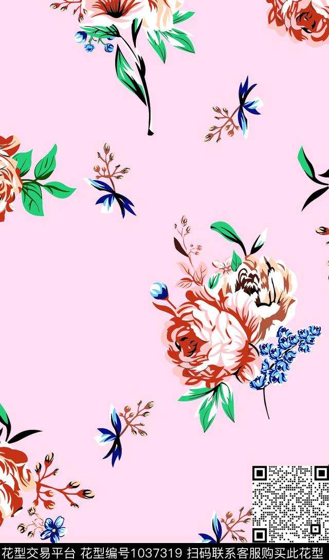 牡丹数码华亿平台花卉数码印花华亿平台下载（图片编号: 1037319） - 瓦栏（Walan）