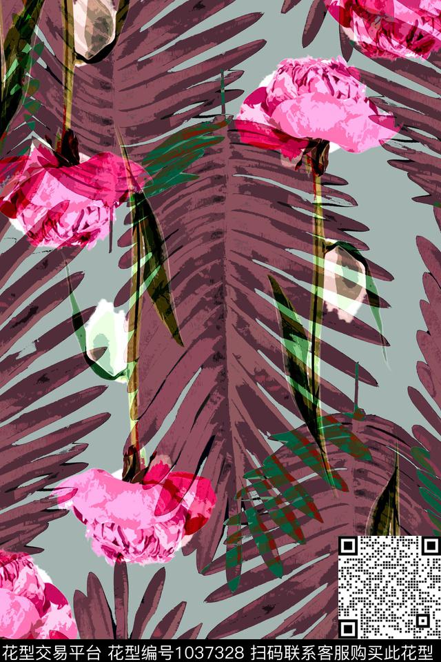 数码华亿平台花卉女装数码印花华亿平台下载（图片编号: 1037328） - 瓦栏（Walan）