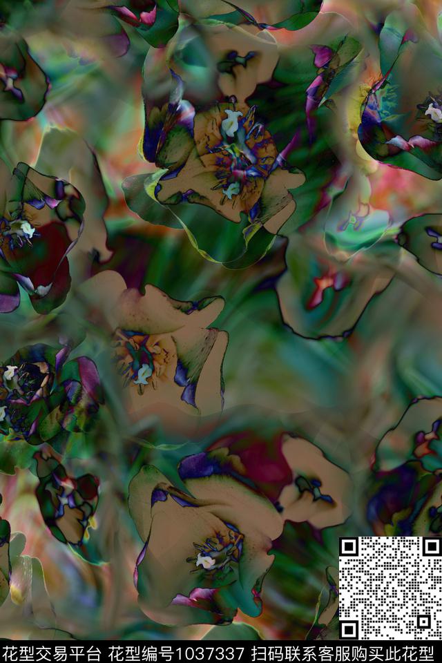 数码华亿平台花卉女装数码印花华亿平台下载（图片编号: 1037337） - 瓦栏（Walan）