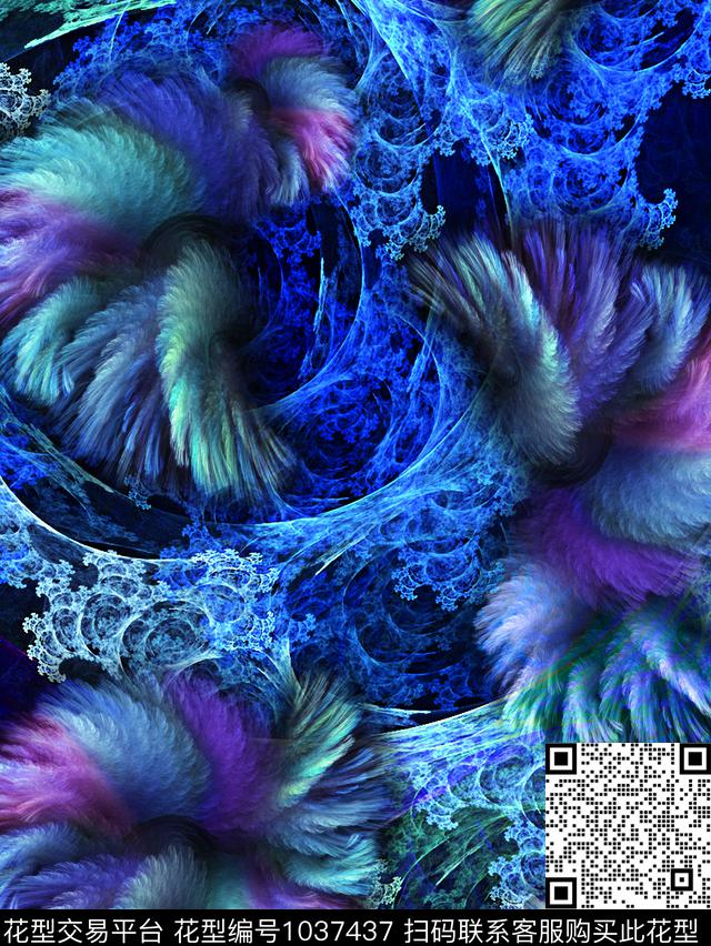 抽象羽毛底纹数码印花华亿平台下载（图片编号: 1037437） - 瓦栏（Walan）