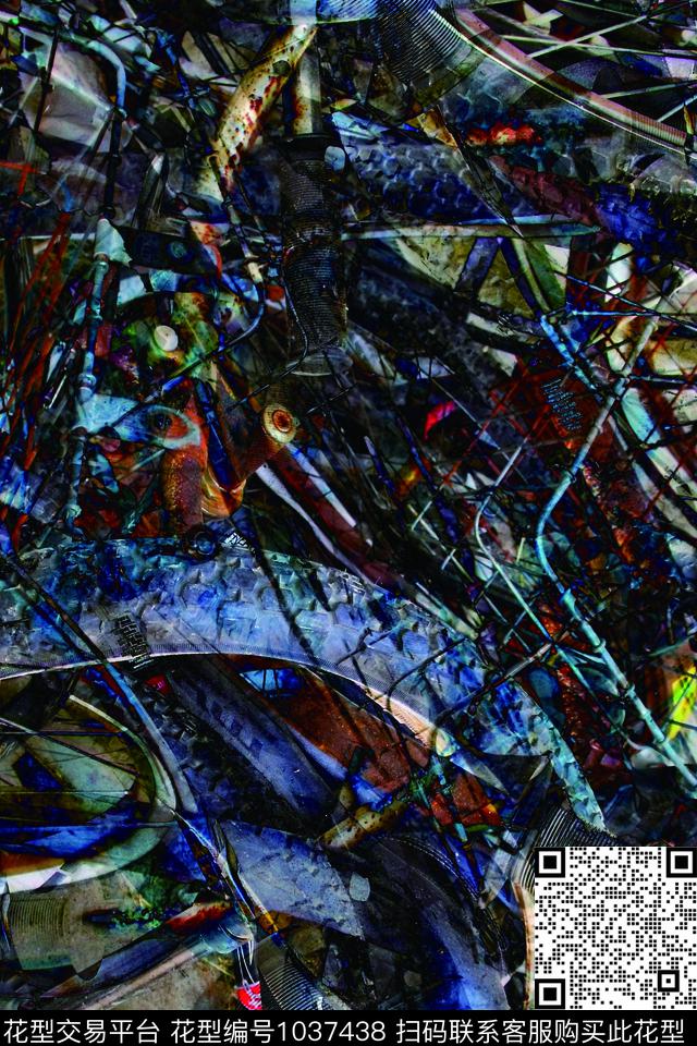 抽象男装抽象纹理数码印花华亿平台下载（图片编号: 1037438） - 瓦栏（Walan）