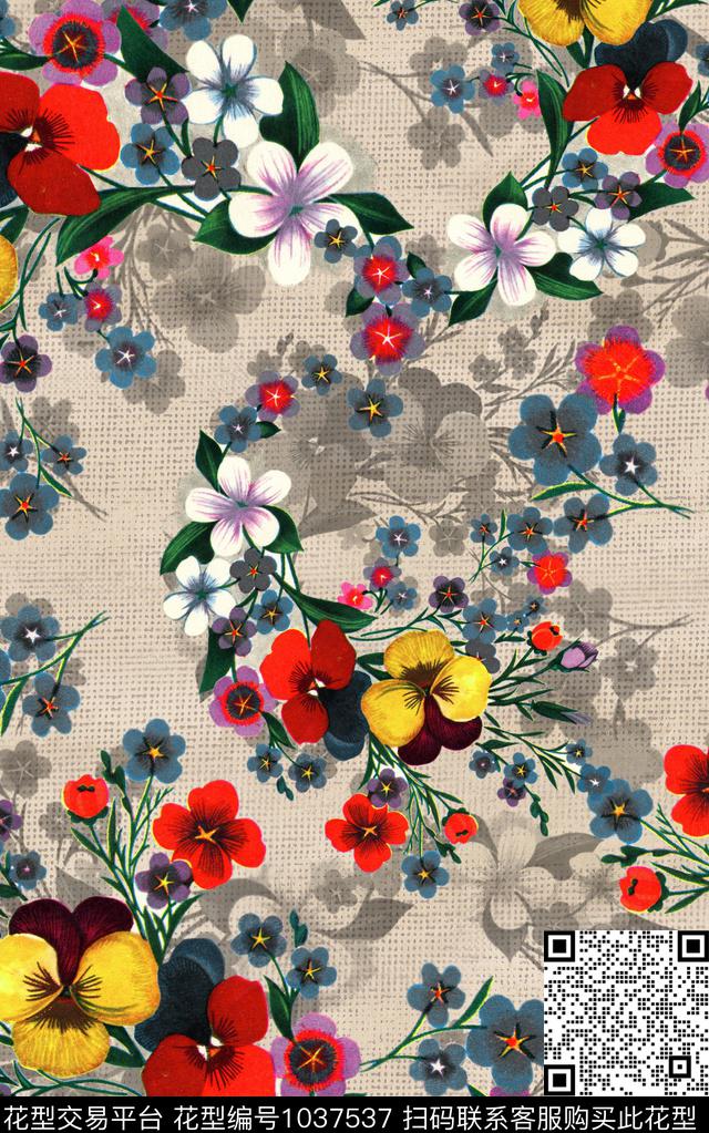 小碎花肌理花卉数码印花华亿平台下载（图片编号: 1037537） - 瓦栏（Walan）