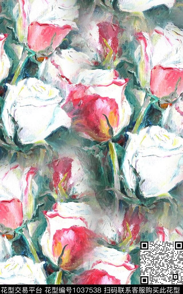 肌理笔触中老年数码印花华亿平台下载（图片编号: 1037538） - 瓦栏（Walan）