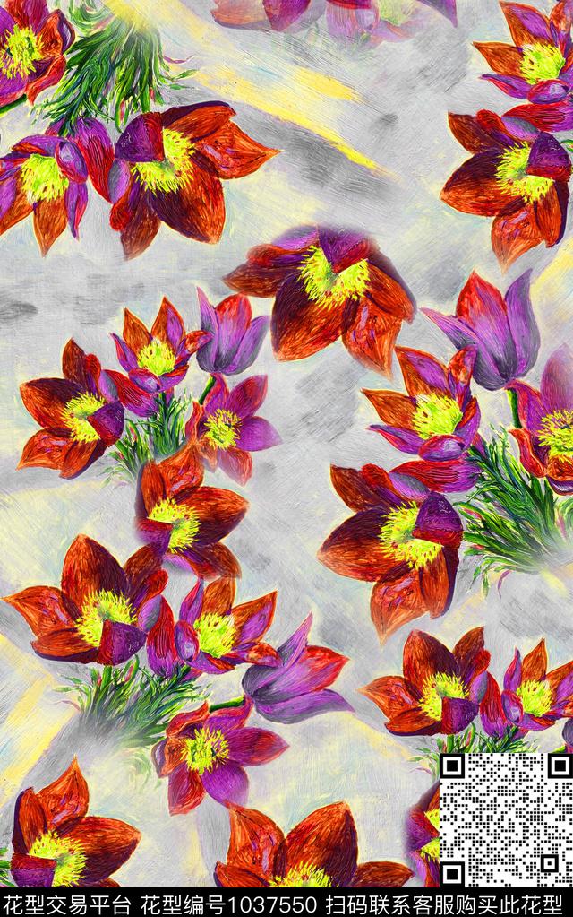 肌理笔触中老年数码印花华亿平台下载（图片编号: 1037550） - 瓦栏（Walan）