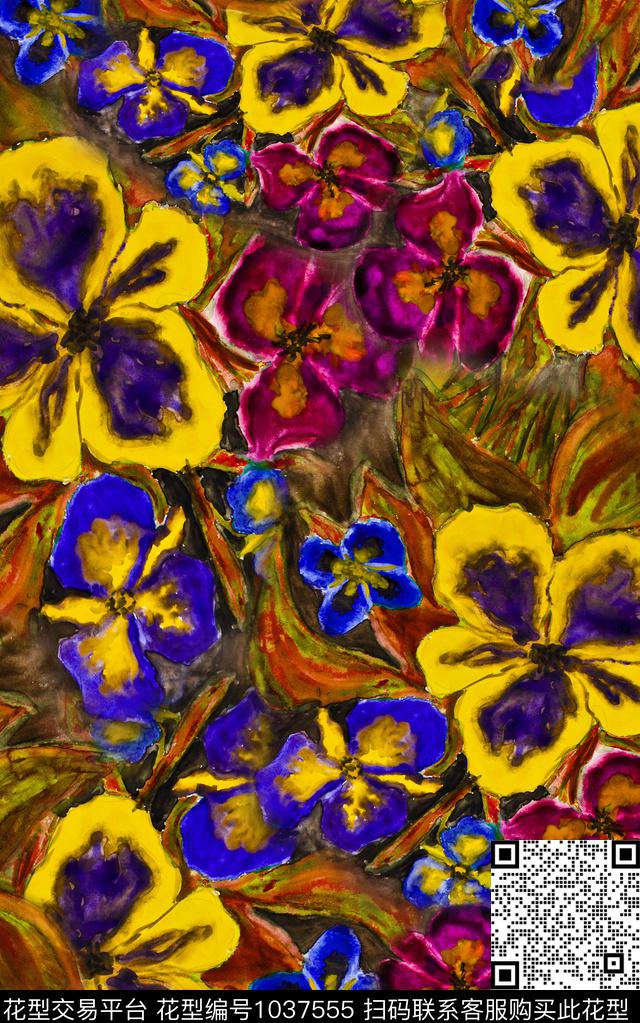 肌理笔触中老年数码印花华亿平台下载（图片编号: 1037555） - 瓦栏（Walan）