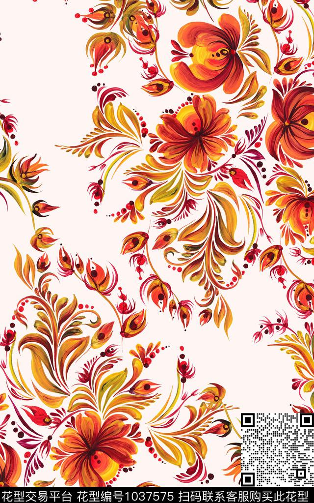民族风花卉中老年数码印花华亿平台下载（图片编号: 1037575） - 瓦栏（Walan）