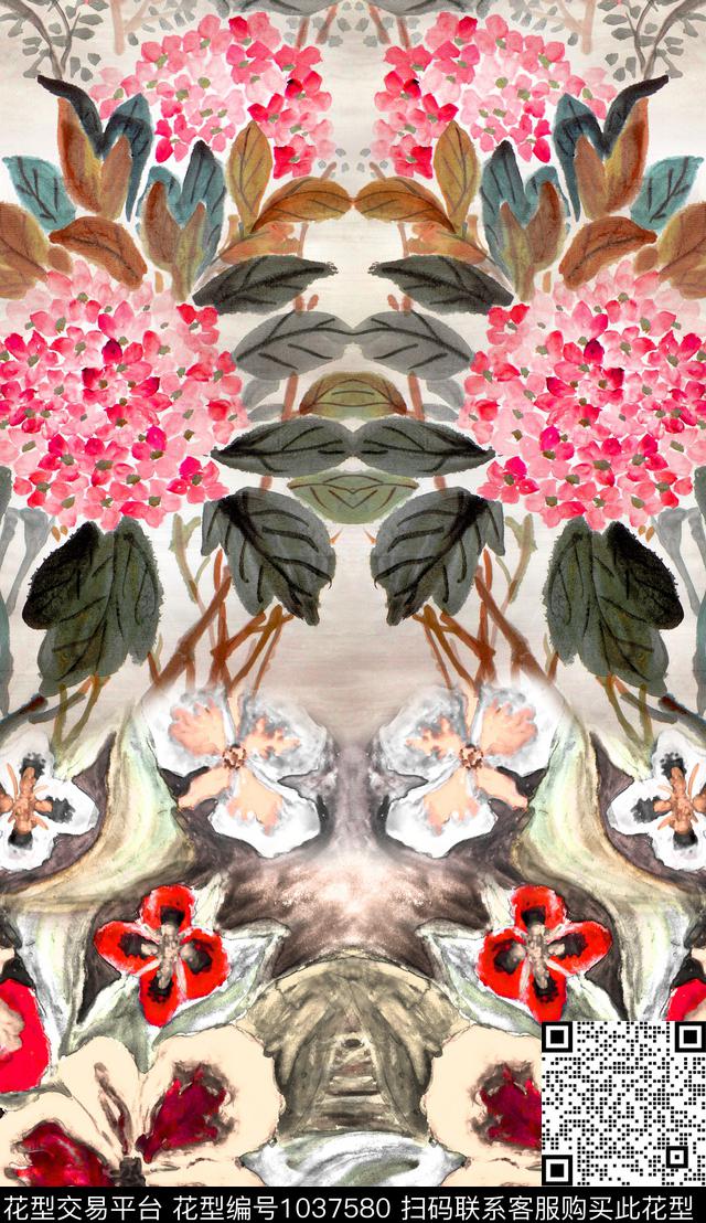 中国风花卉中老年数码印花华亿平台下载（图片编号: 1037580） - 瓦栏（Walan）