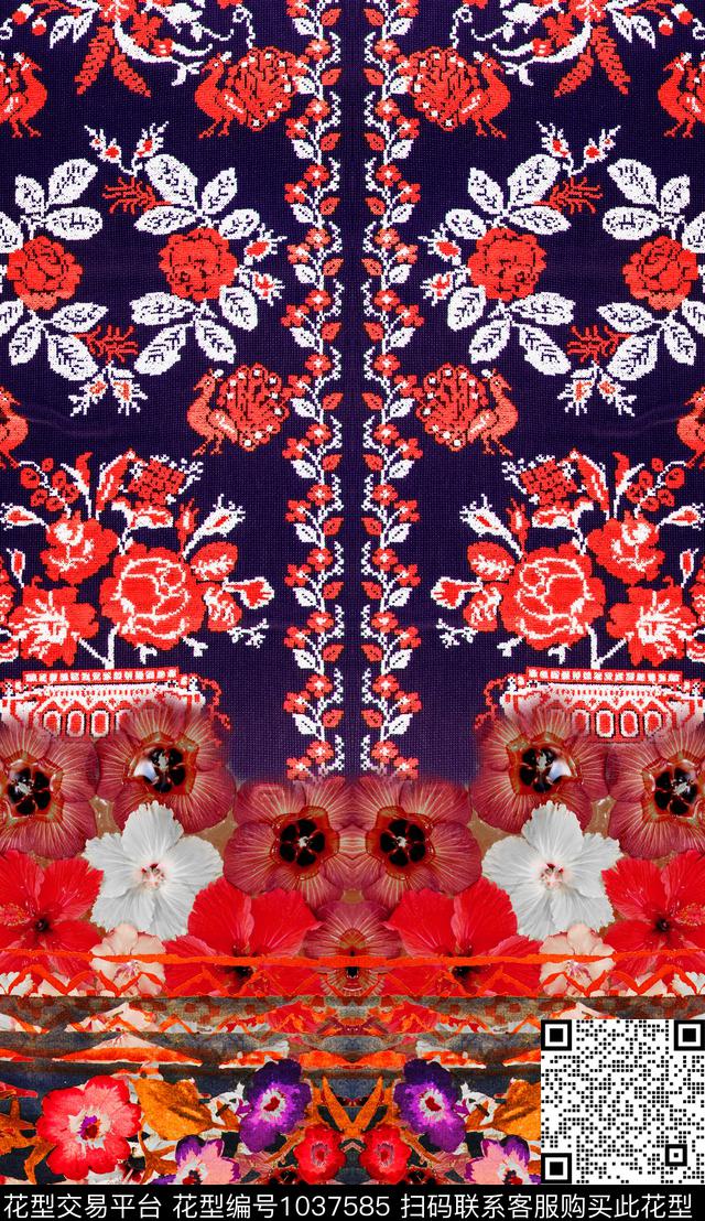 民族风花卉中老年数码印花华亿平台下载（图片编号: 1037585） - 瓦栏（Walan）