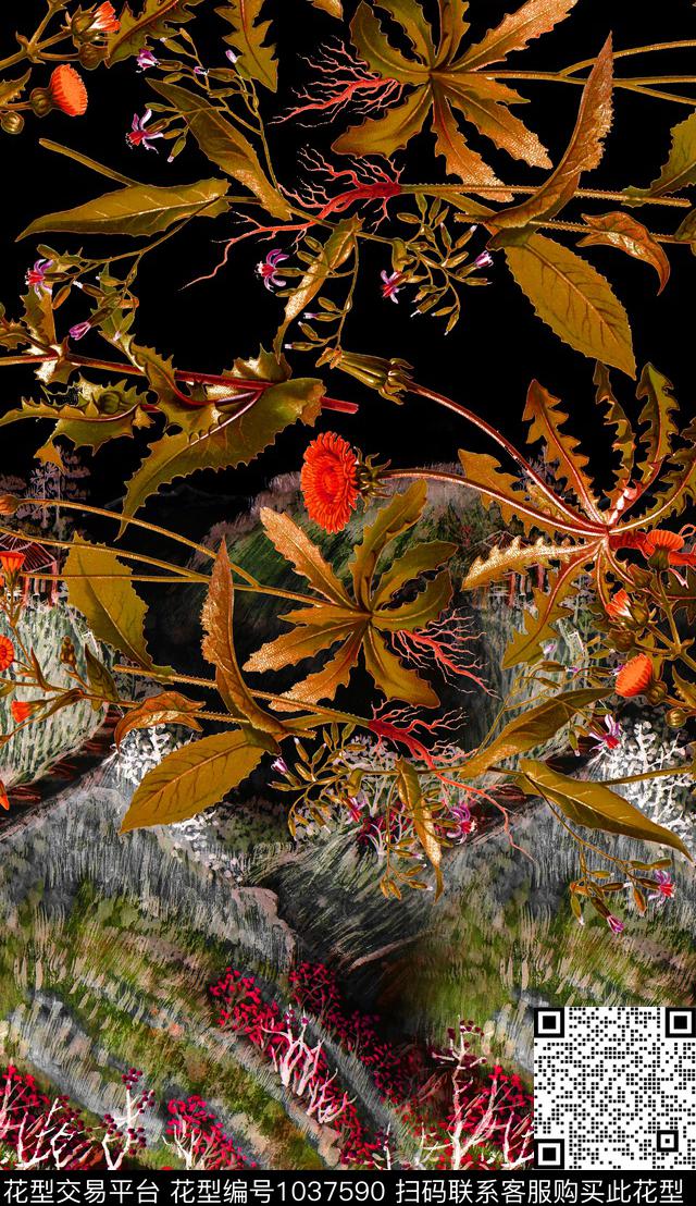 数码华亿平台笔触中老年数码印花华亿平台下载（图片编号: 1037590） - 瓦栏（Walan）