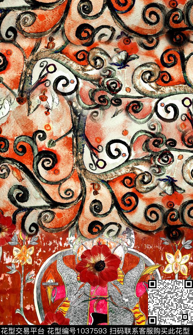 民族风花卉中老年数码印花华亿平台下载（图片编号: 1037593） - 瓦栏（Walan）