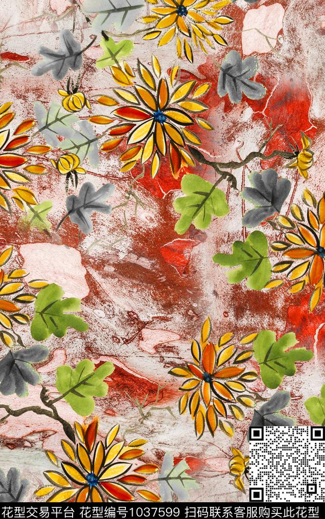 肌理中老年中国风数码印花华亿平台下载（图片编号: 1037599） - 瓦栏（Walan）