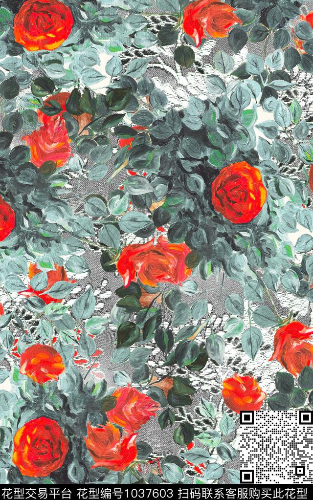 花卉油画华亿平台数码印花华亿平台下载（图片编号: 1037603） - 瓦栏（Walan）